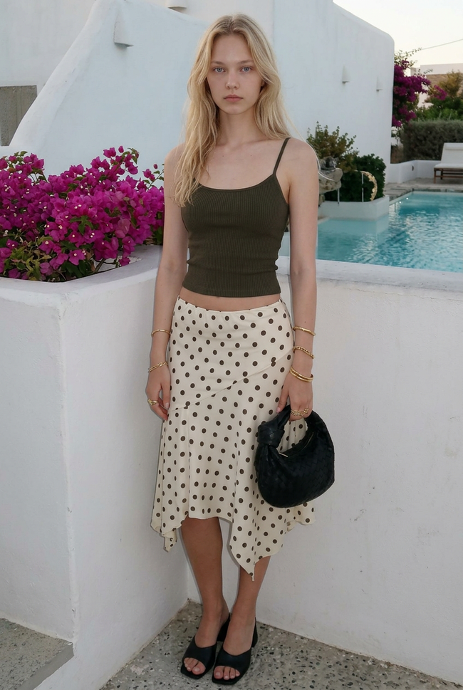 Meadow Asymmetrical Polka Dot Skirt