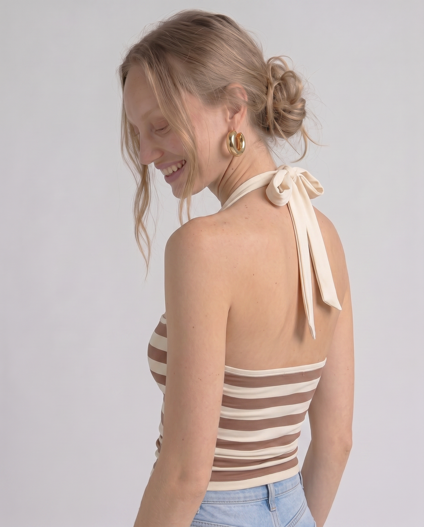 Coralee Striped Halter Top