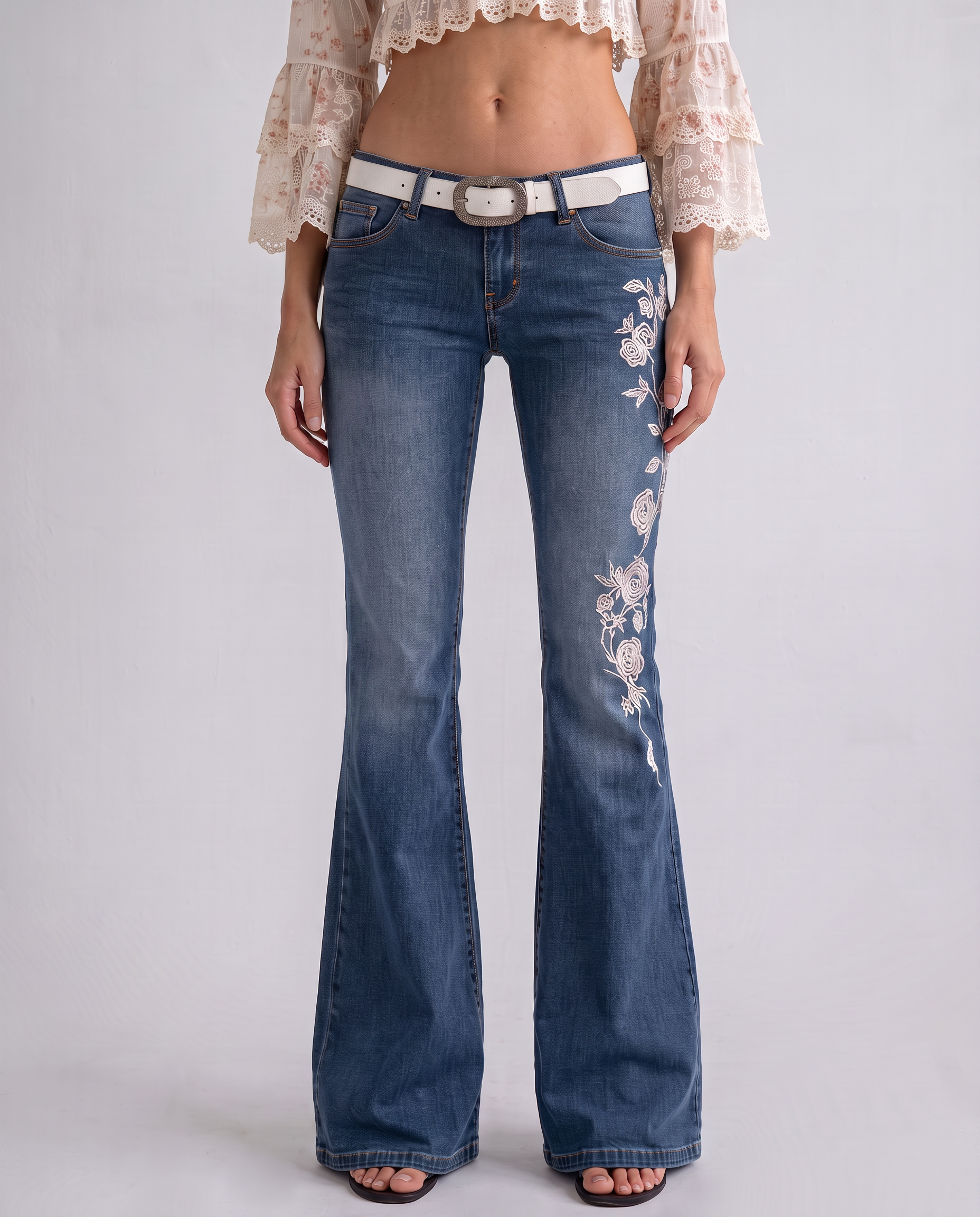 Anouk Embroidered Flare Denim Jeans