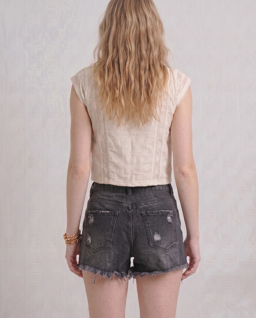 Raine Distressed Denim Shorts