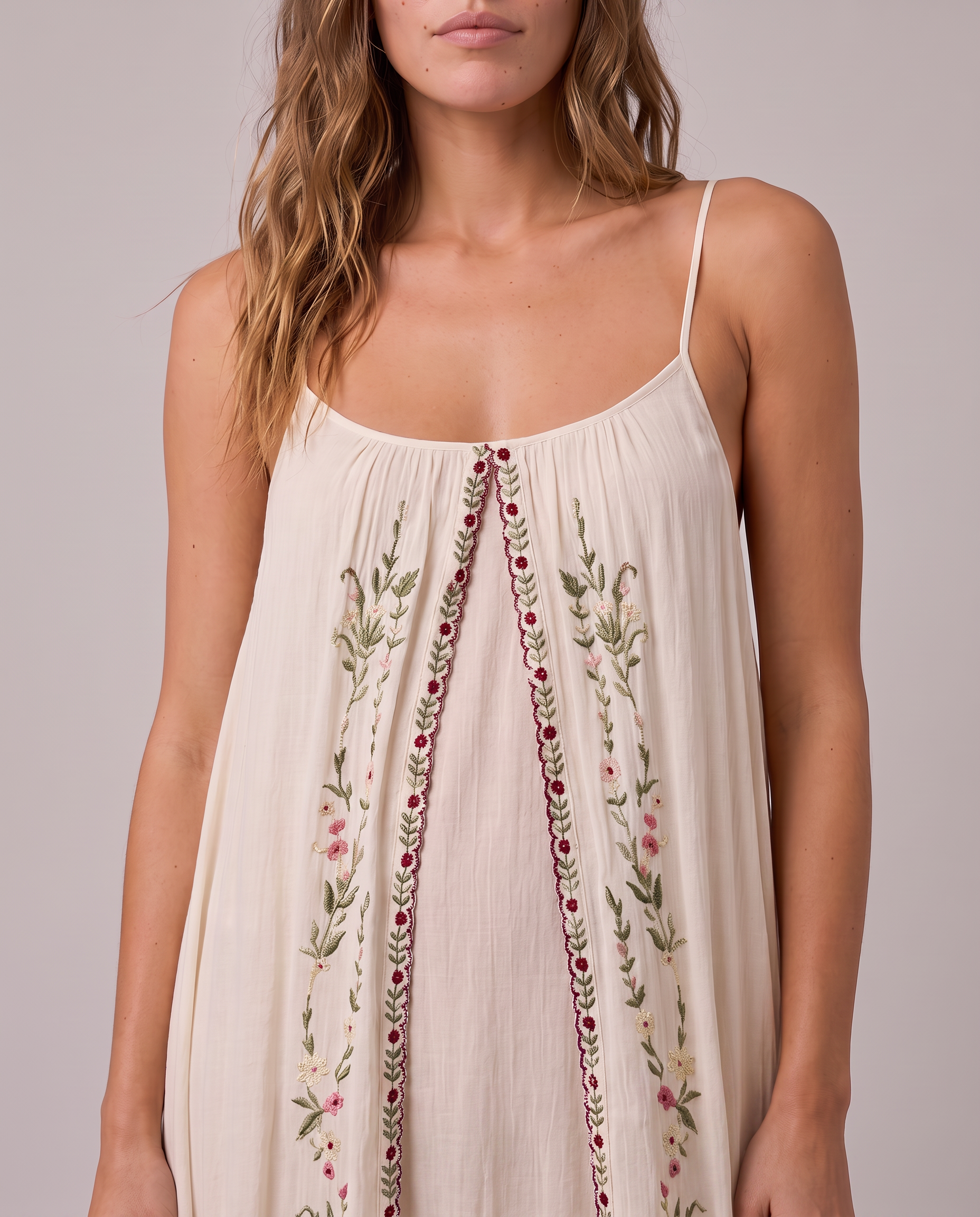 Seraphina Embroidered Trapeze Maxi Dress