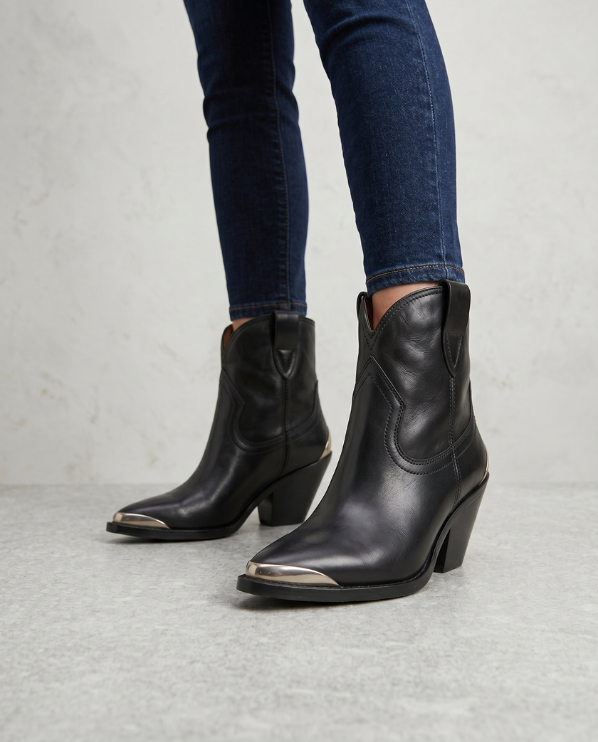 The Metal Toe Western Ankle Boot