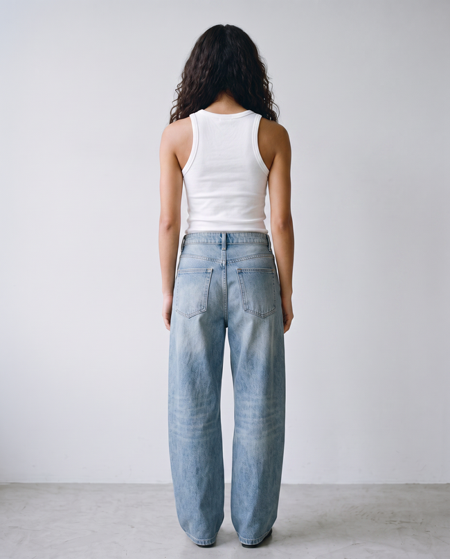 Sutton Washed Barrel Leg Jeans