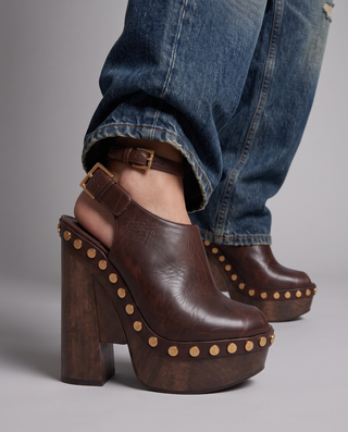 Delacroix Peep Toe Leather Mules