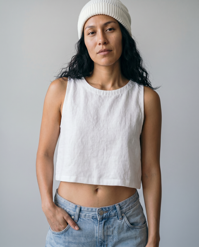 Lucille Button-Back Linen Top