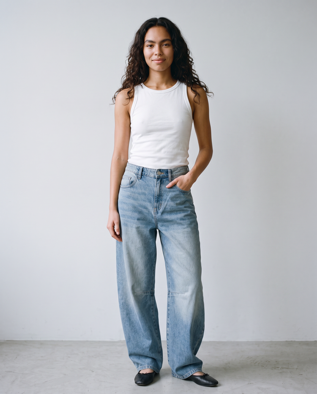 Sutton Washed Barrel Leg Jeans
