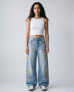 Briar Floral Embroidered Wide-Leg Jeans