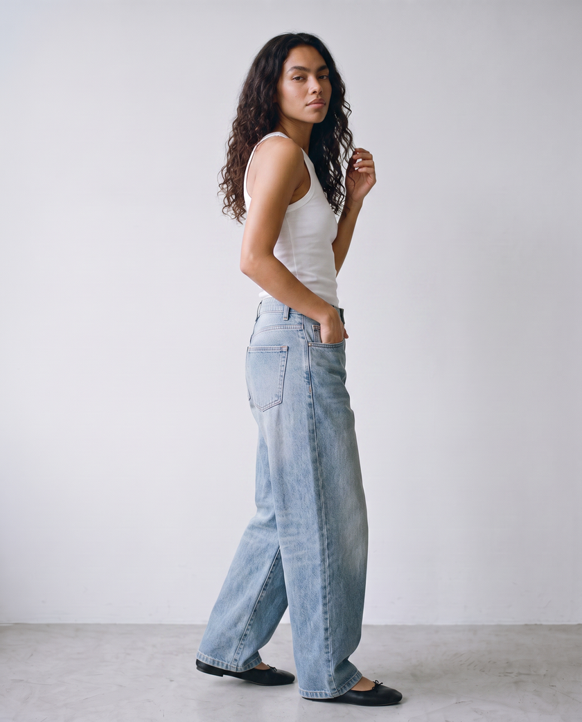 Sutton Washed Barrel Leg Jeans