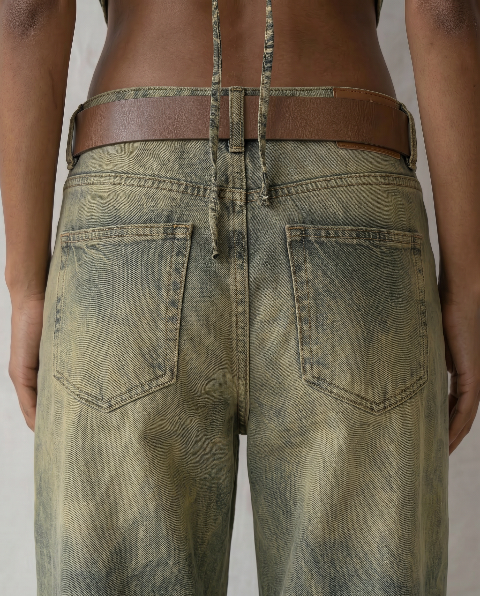 Sable Washed Olive Wide-Leg Jeans