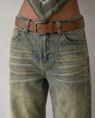 Sable Washed Olive Wide-Leg Jeans
