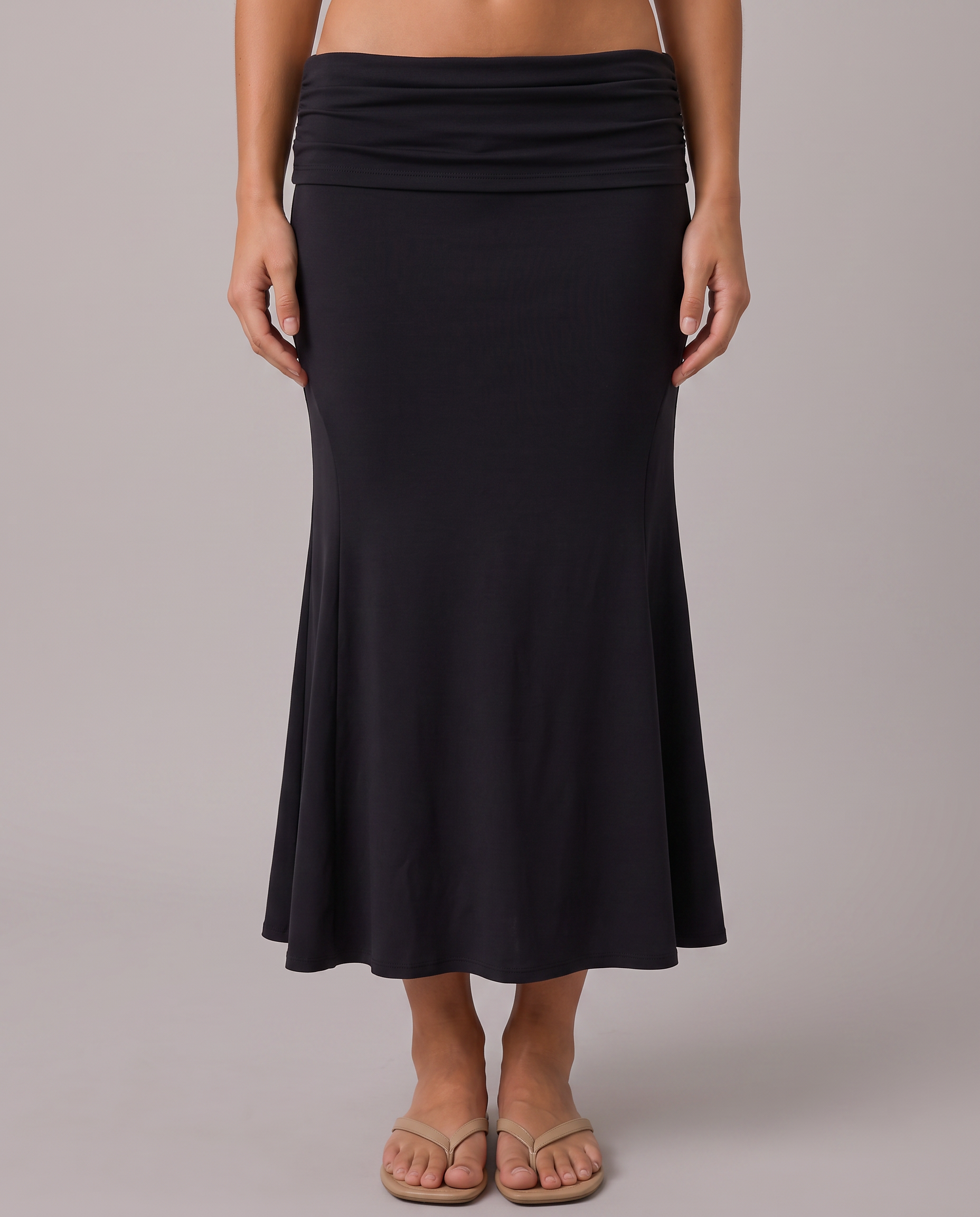 Tatianna Ruched Knit Midi Skirt