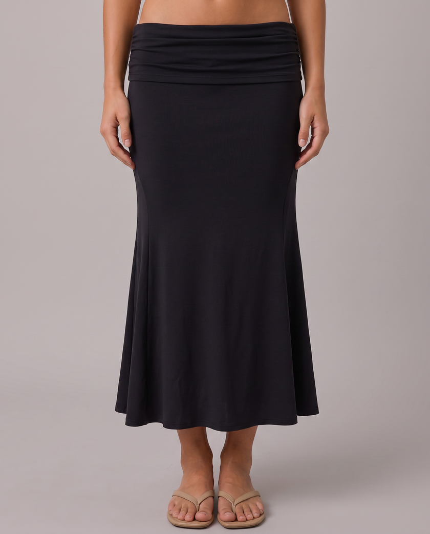 Tatianna Ruched Knit Midi Skirt