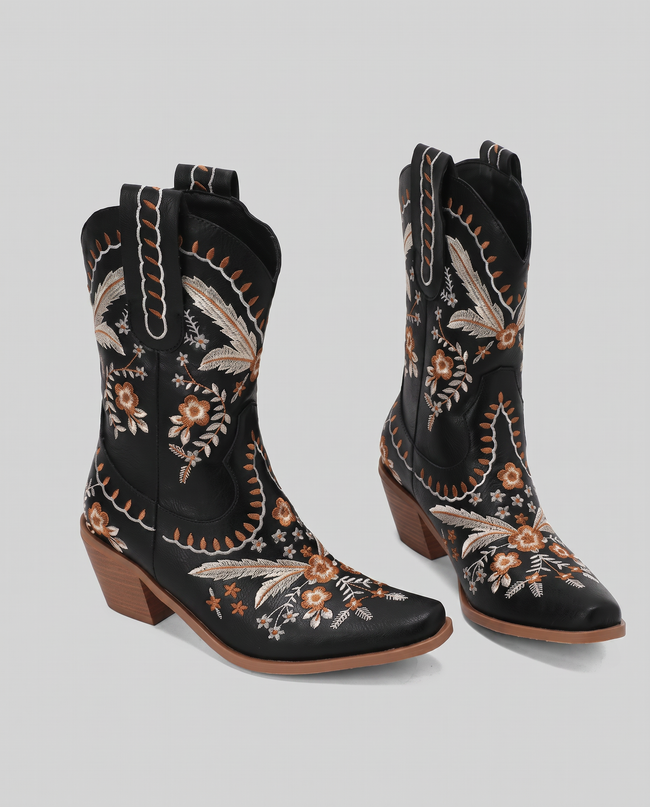 Rowan Floral Embroidered Western Boots