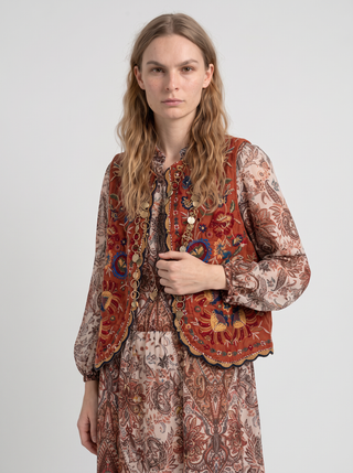 Petra Embroidered Velvet Vest