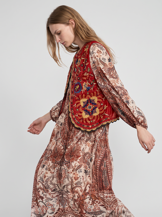 Petra Embroidered Velvet Vest
