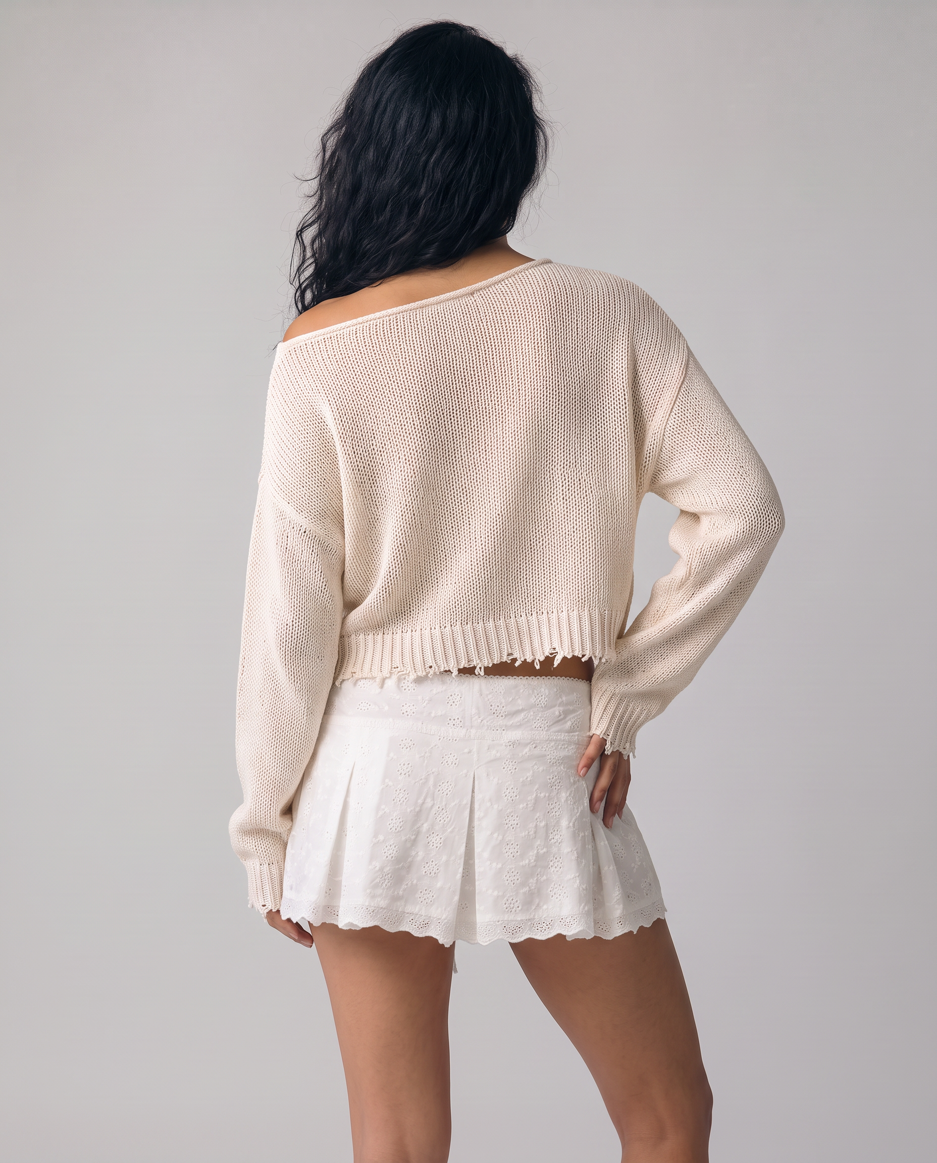 Genevra Eyelet Pleated Mini Skirt