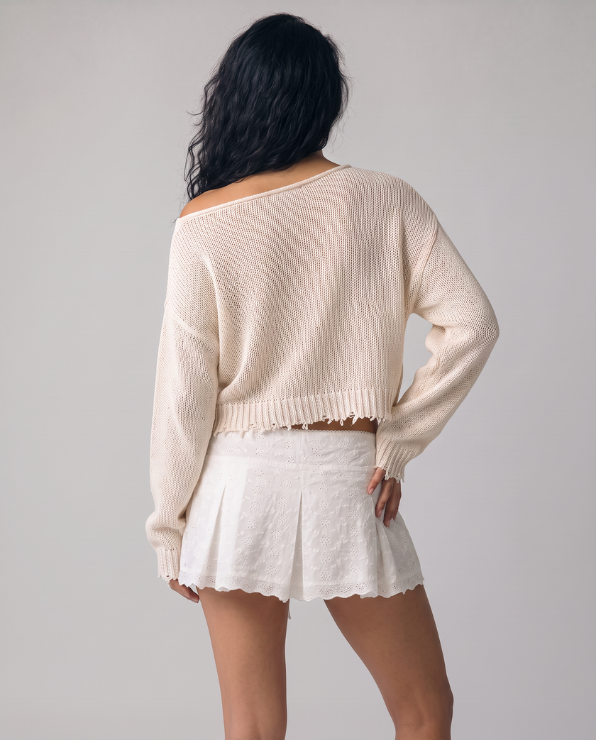 Genevra Eyelet Pleated Mini Skirt