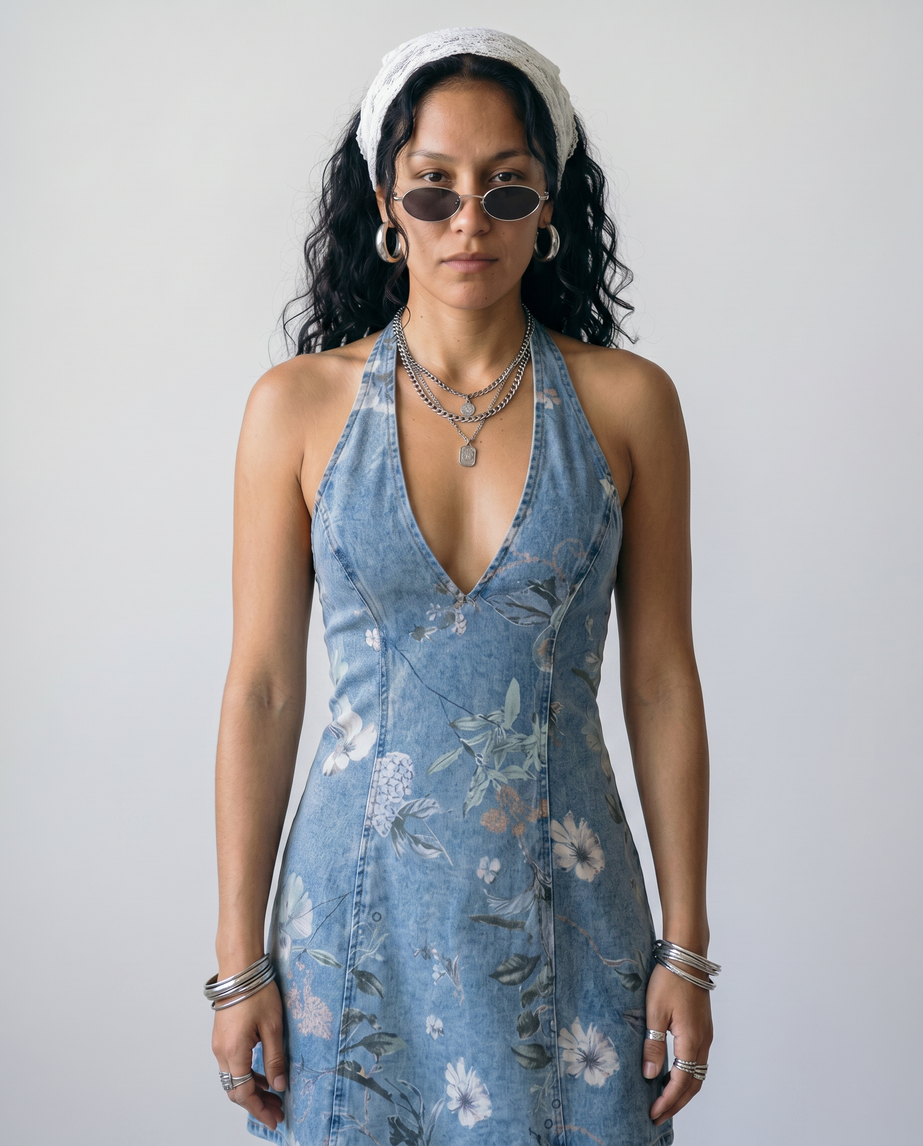 Ophelia Denim Halter Mini Dress