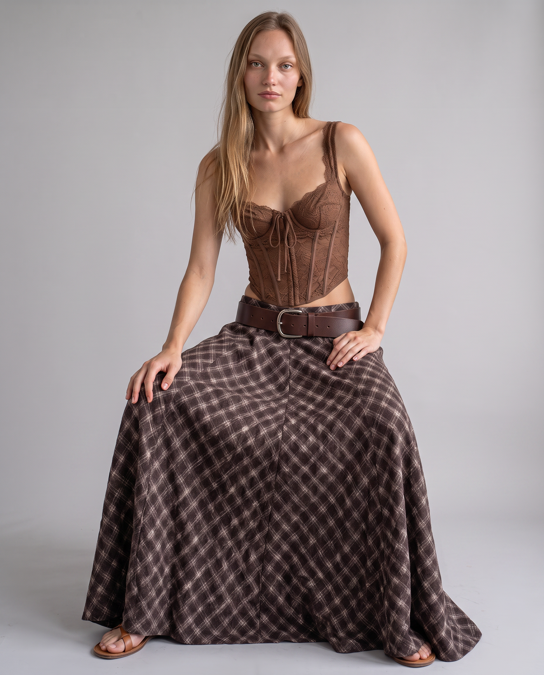 Cordelia Houndstooth Maxi Skirt