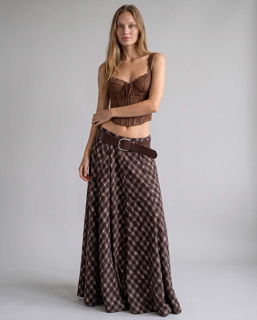 Cordelia Houndstooth Maxi Skirt