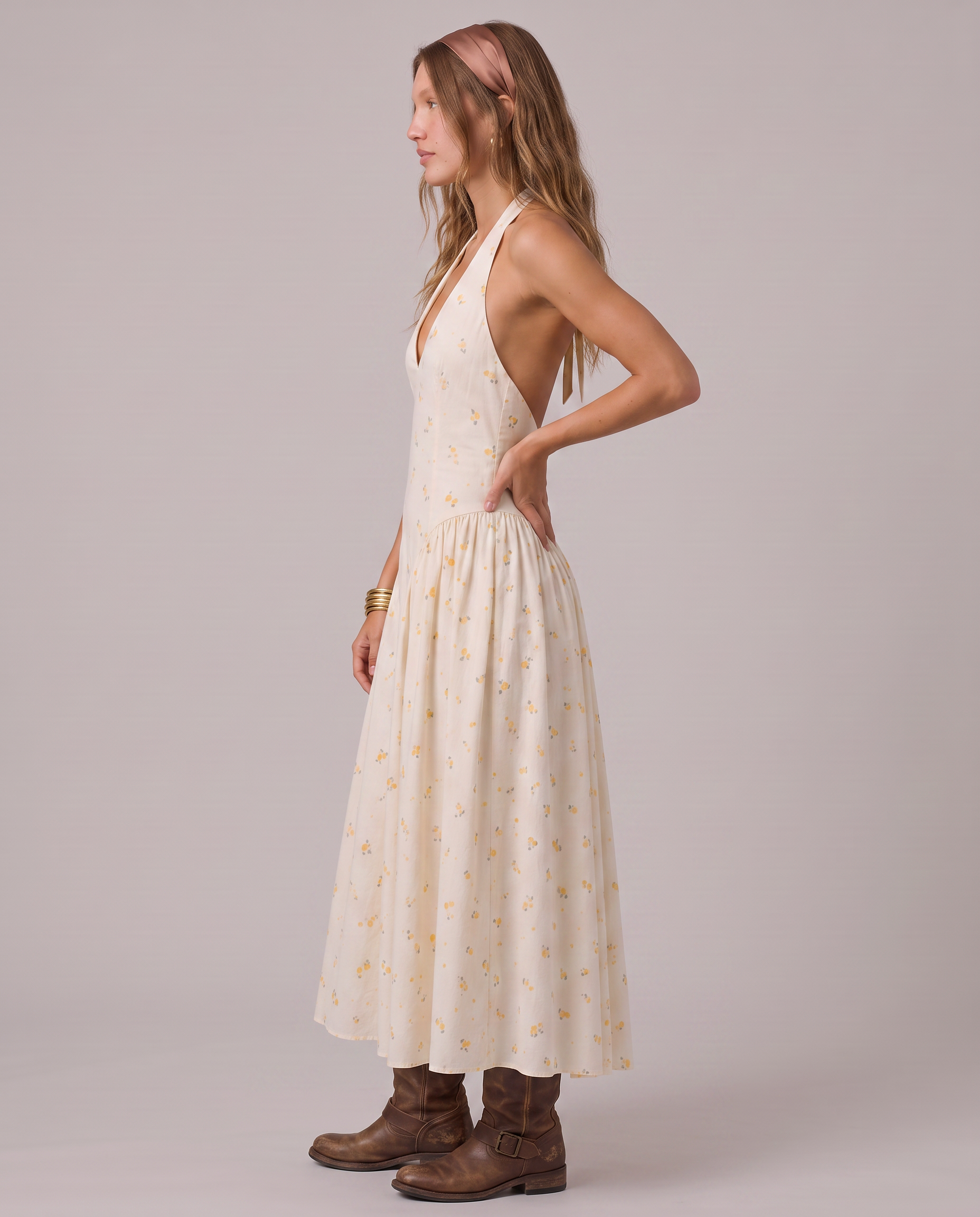 Marigold Halter Midi Dress