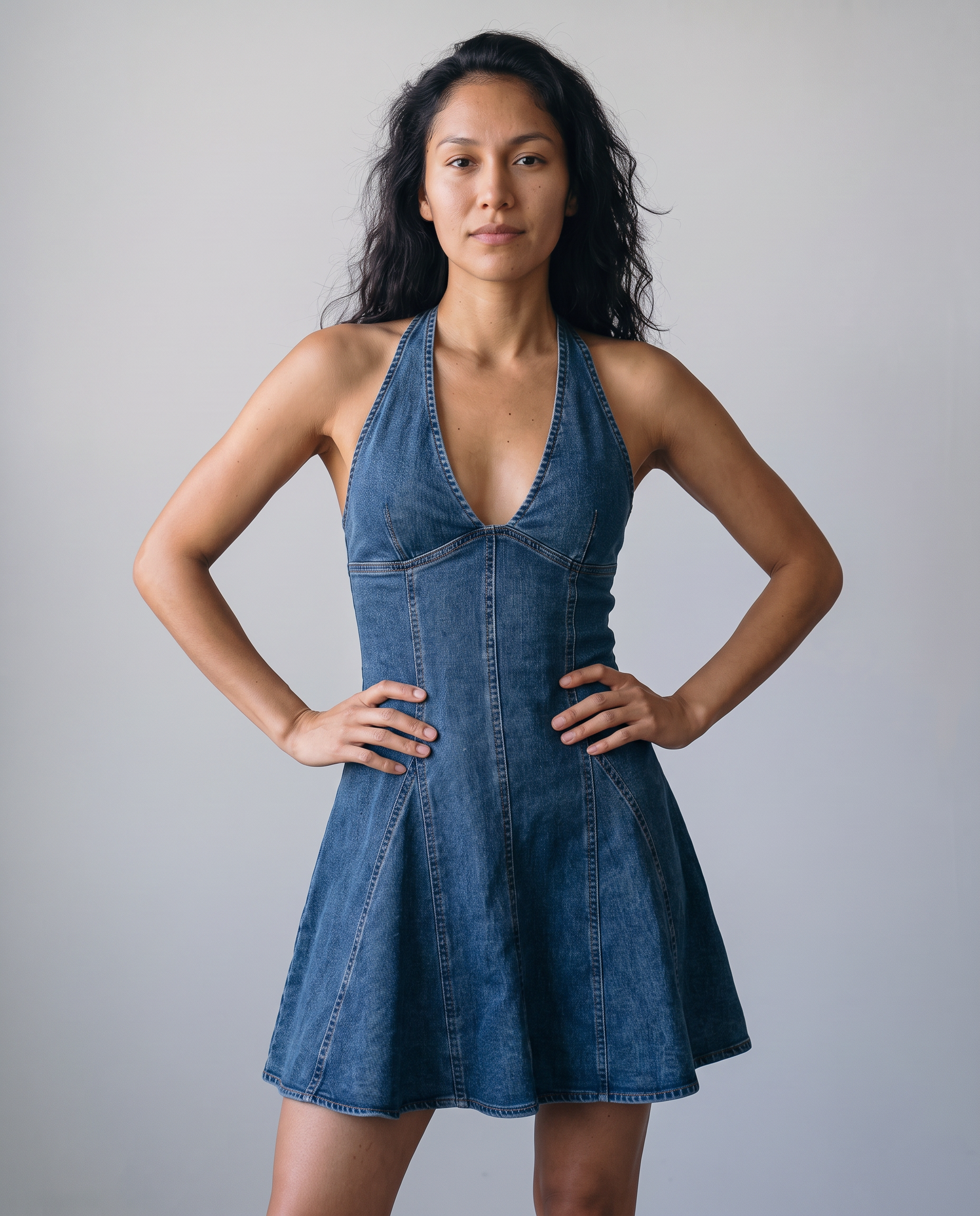 Verdie Denim Halter Mini Dress