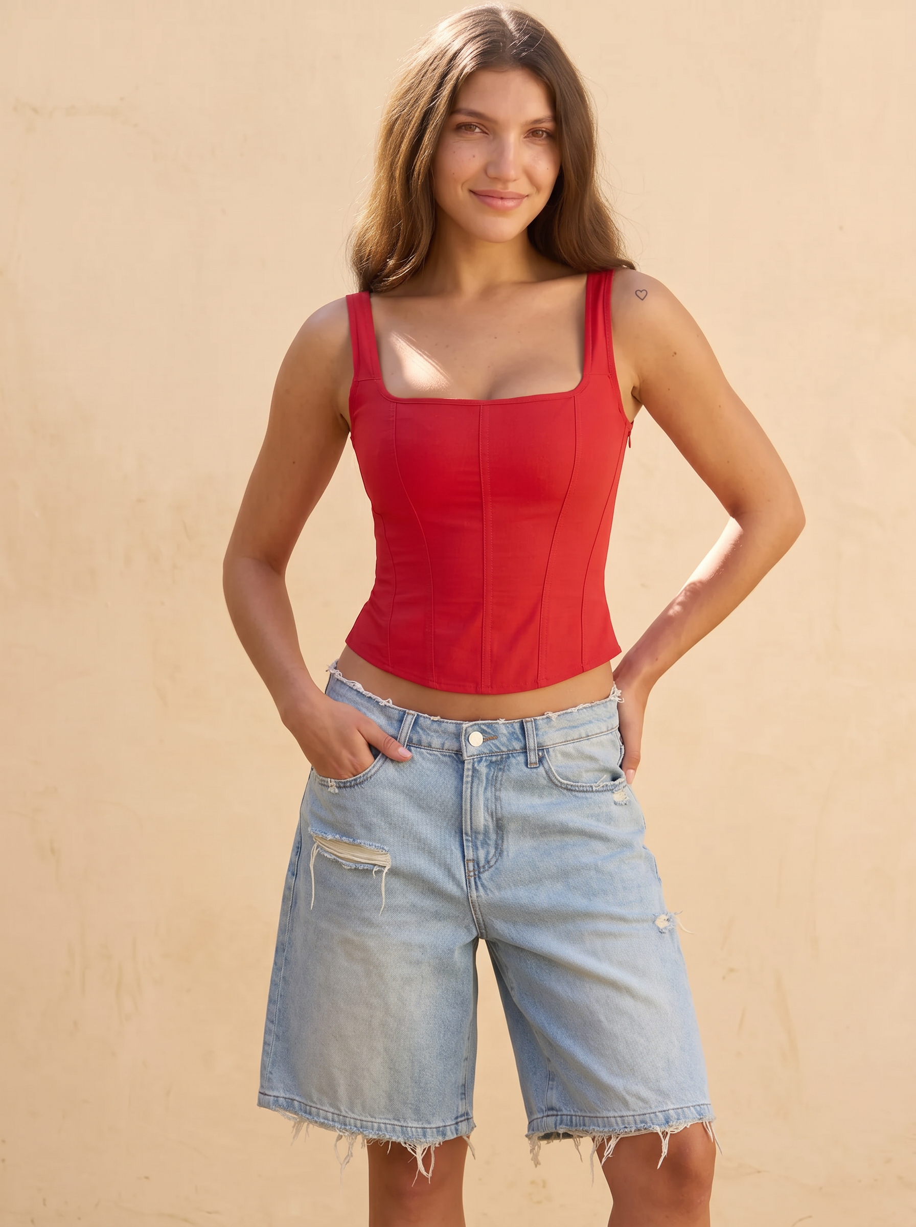 Odalys Frayed Denim Shorts