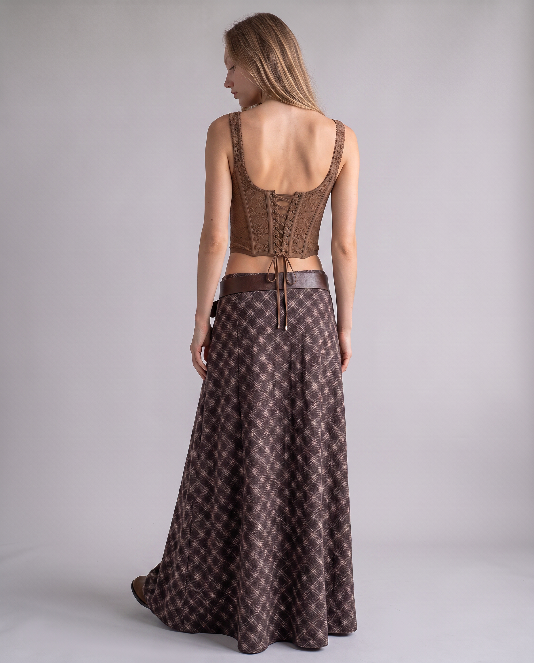 Cordelia Houndstooth Maxi Skirt