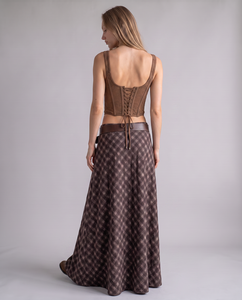 Cordelia Houndstooth Maxi Skirt