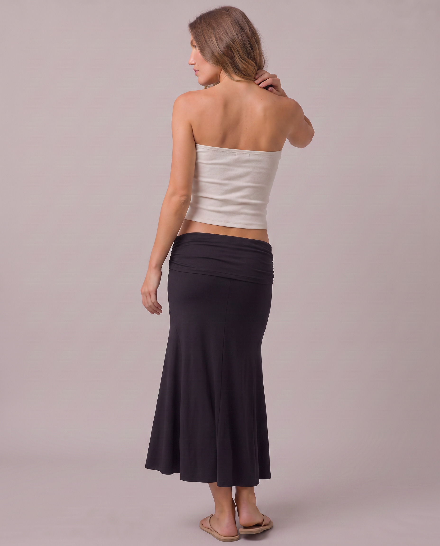 Tatianna Ruched Knit Midi Skirt