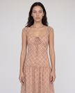 Tessa Plaid Cap-Sleeve Tiered Maxi Dress