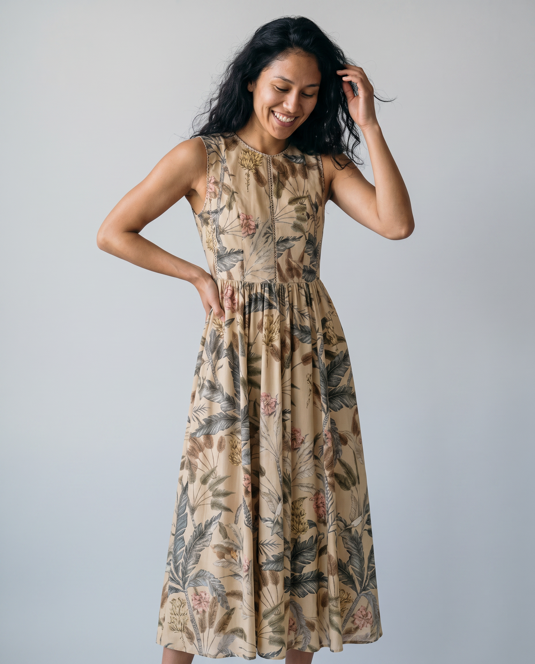 Lurleen Botanical Print Midi Dress