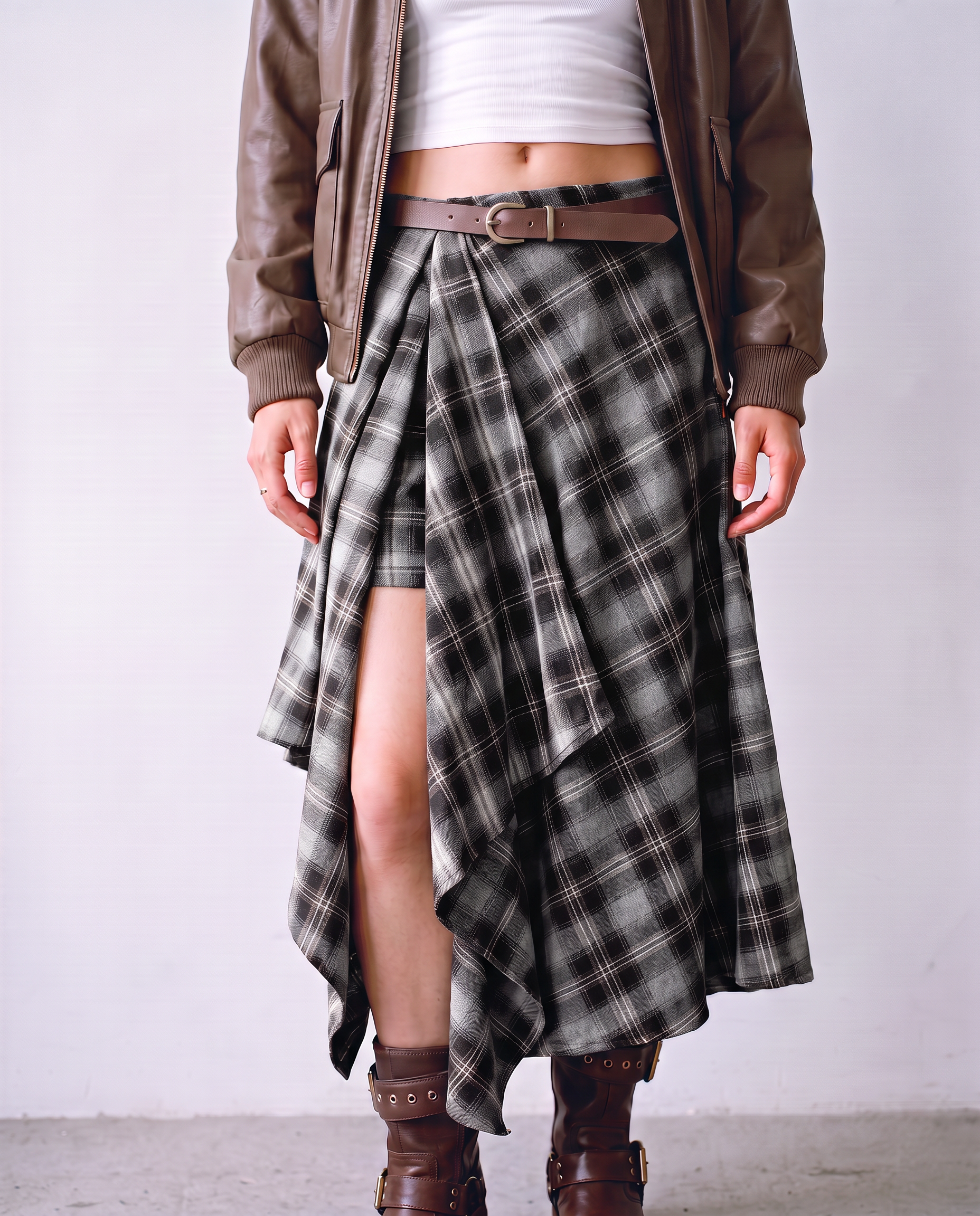 Marguerite Plaid Wrap Midi Skirt