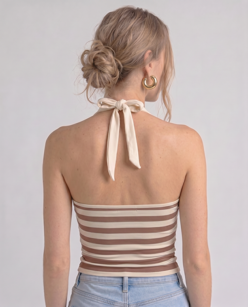 Coralee Striped Halter Top