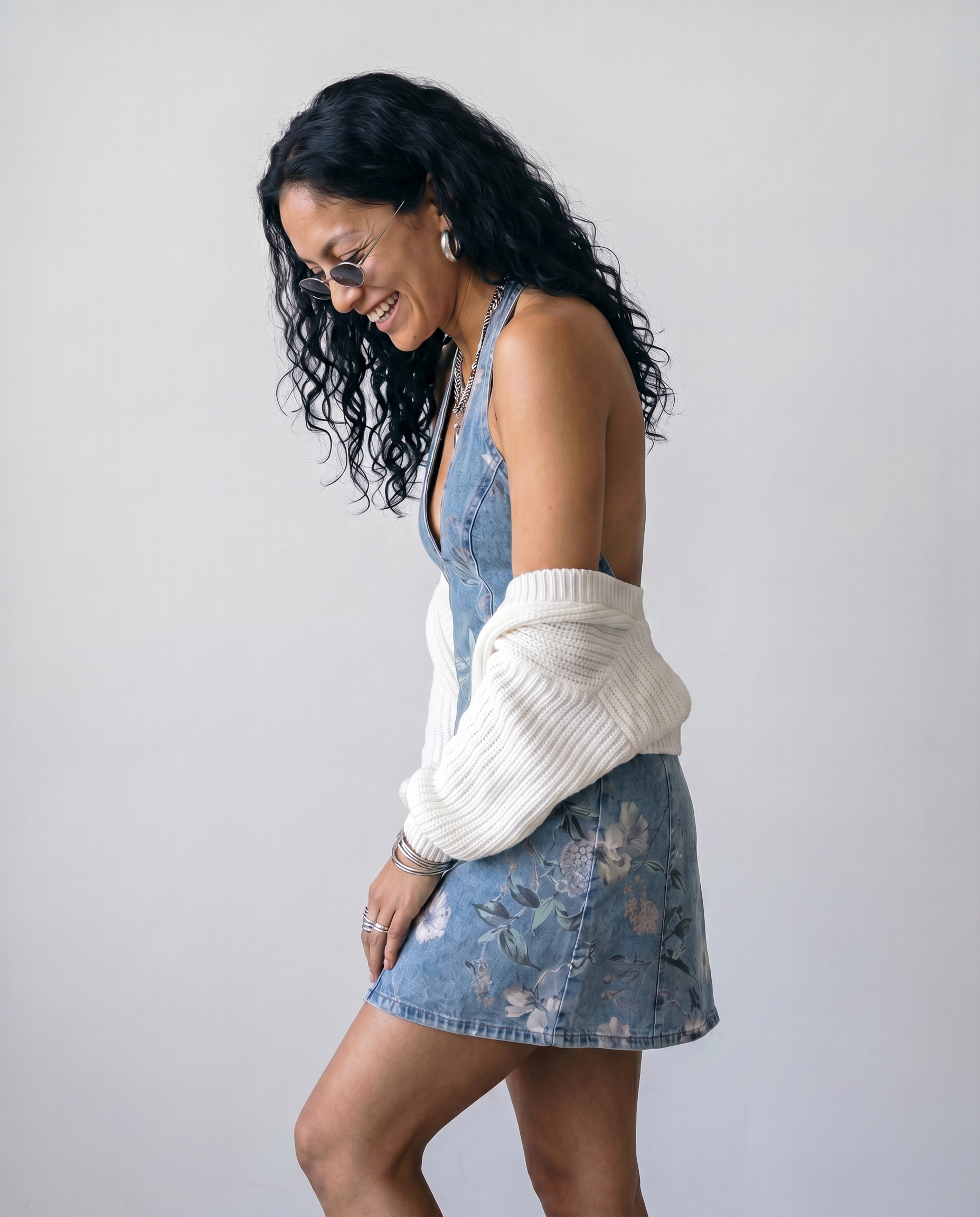 Ophelia Denim Halter Mini Dress