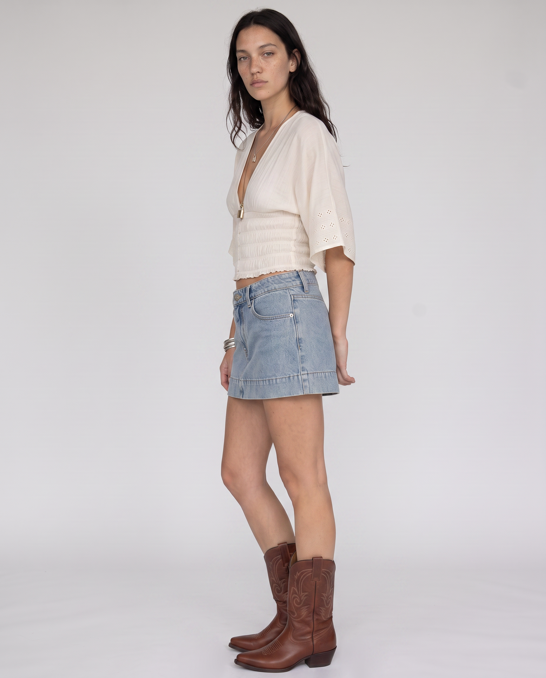 Classic Cut Denim Mini Skirt