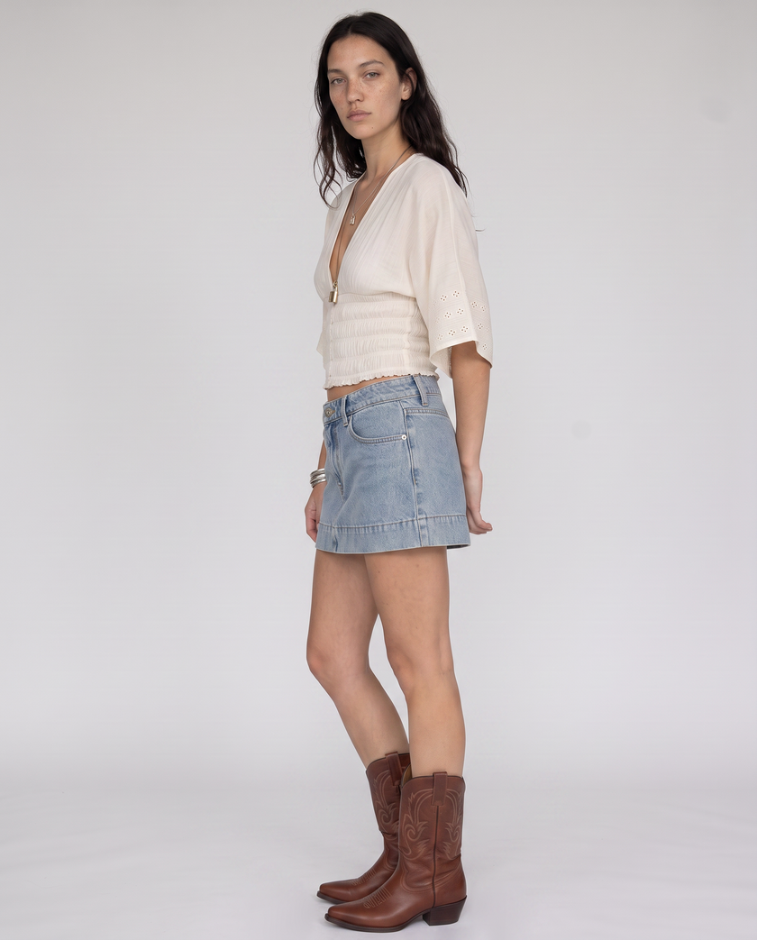 Classic Cut Denim Mini Skirt