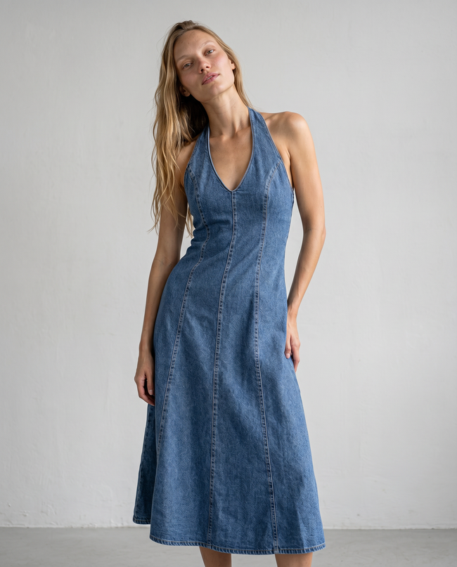 Marguerite Halter Midi Dress
