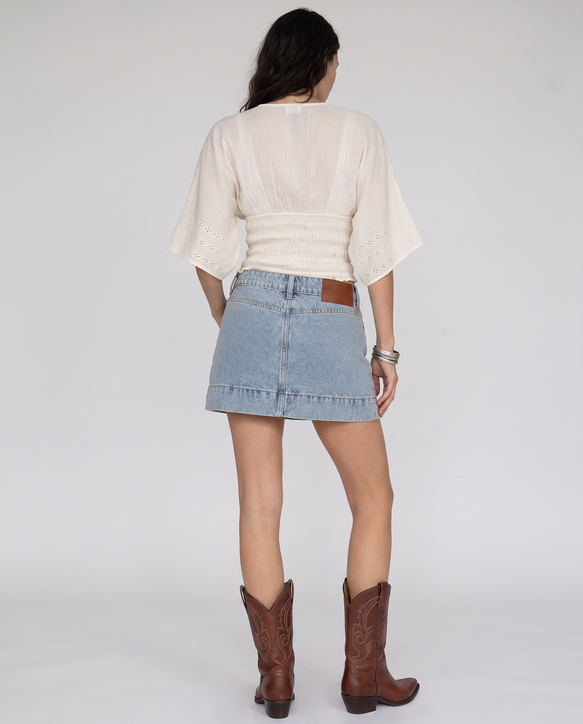 Classic Cut Denim Mini Skirt