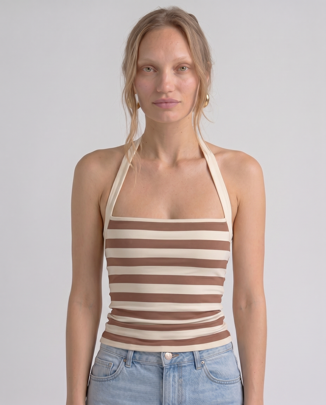 Coralee Striped Halter Top