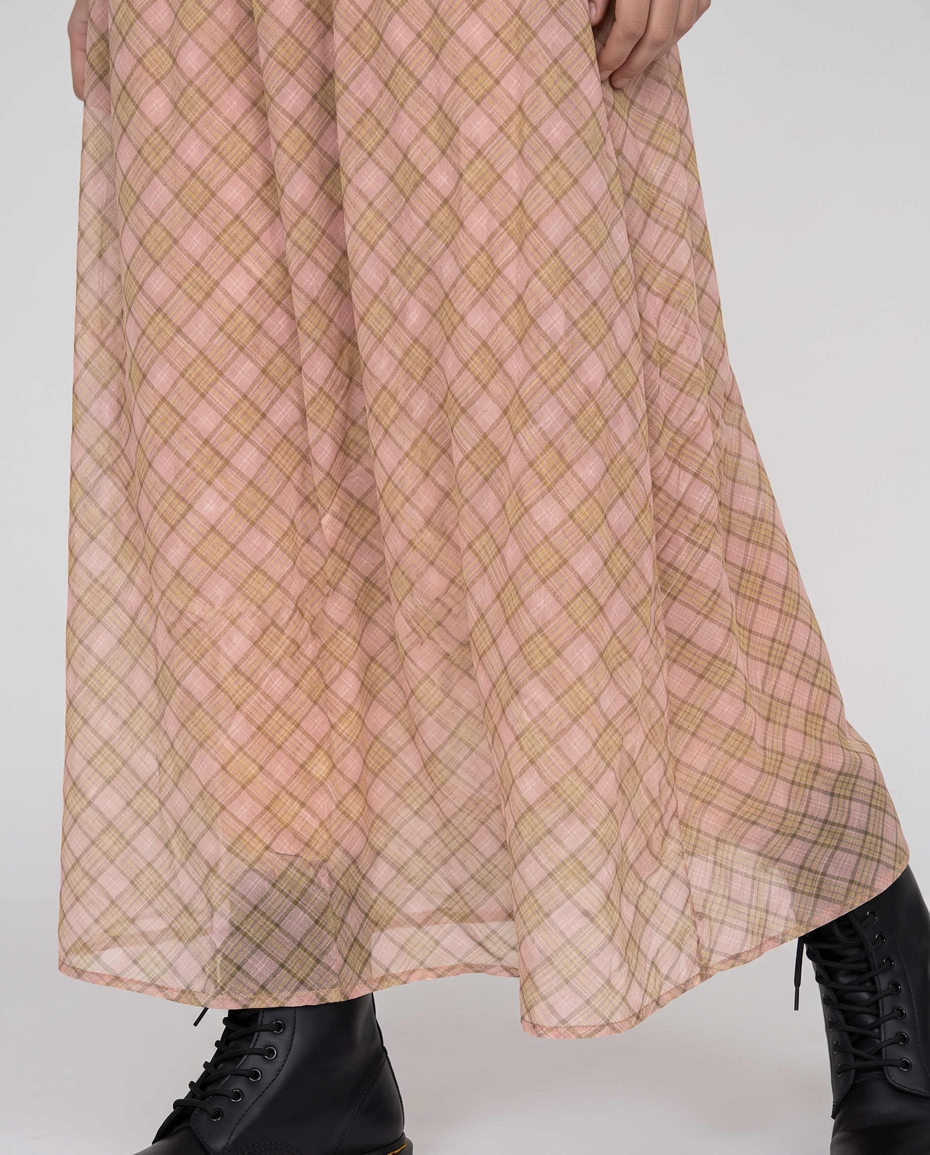 Tessa Plaid Cap-Sleeve Tiered Maxi Dress