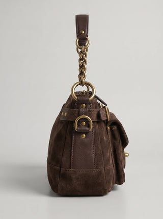 Dina Buckle Suede Shoulder Bag
