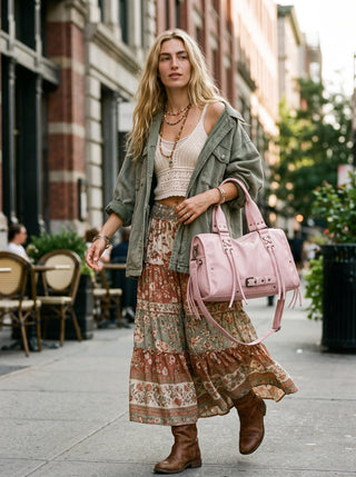 Lila Fringe Buckle Shoulder Bag