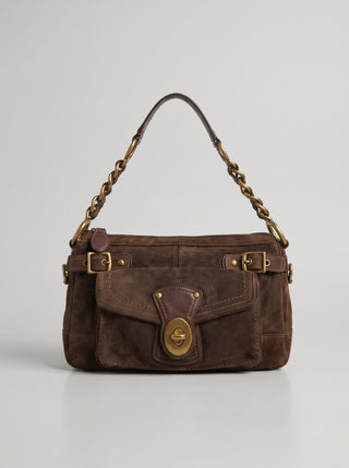 Dina Buckle Suede Shoulder Bag