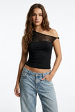 Mesh One Shoulder Crop Top