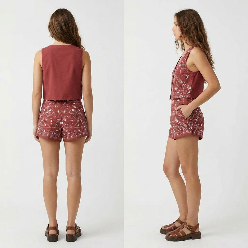 Embroidered Mirror Detail Two Piece Set
