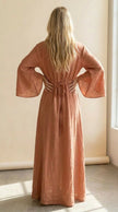 Bell Sleeve Drawstring Maxi Dress