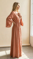 Bell Sleeve Drawstring Maxi Dress