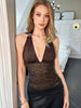 Deep Cut Lace Corset Halter Top