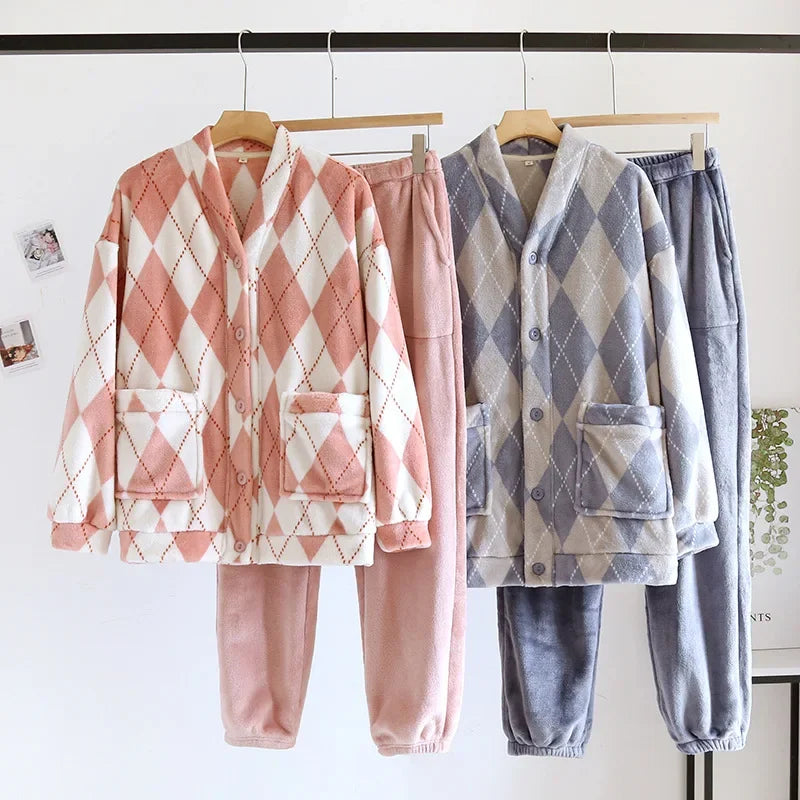 Cozy Chess Club Argyle Flannel Pajama Set